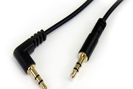 1 Ft. (0.3 M) Right Angle 3.5 Mm Audio Cable - 3.5Mm Slim Audio Cable - Right Angle - Male/Male - Aux Cable (MU1MMSRA), Black