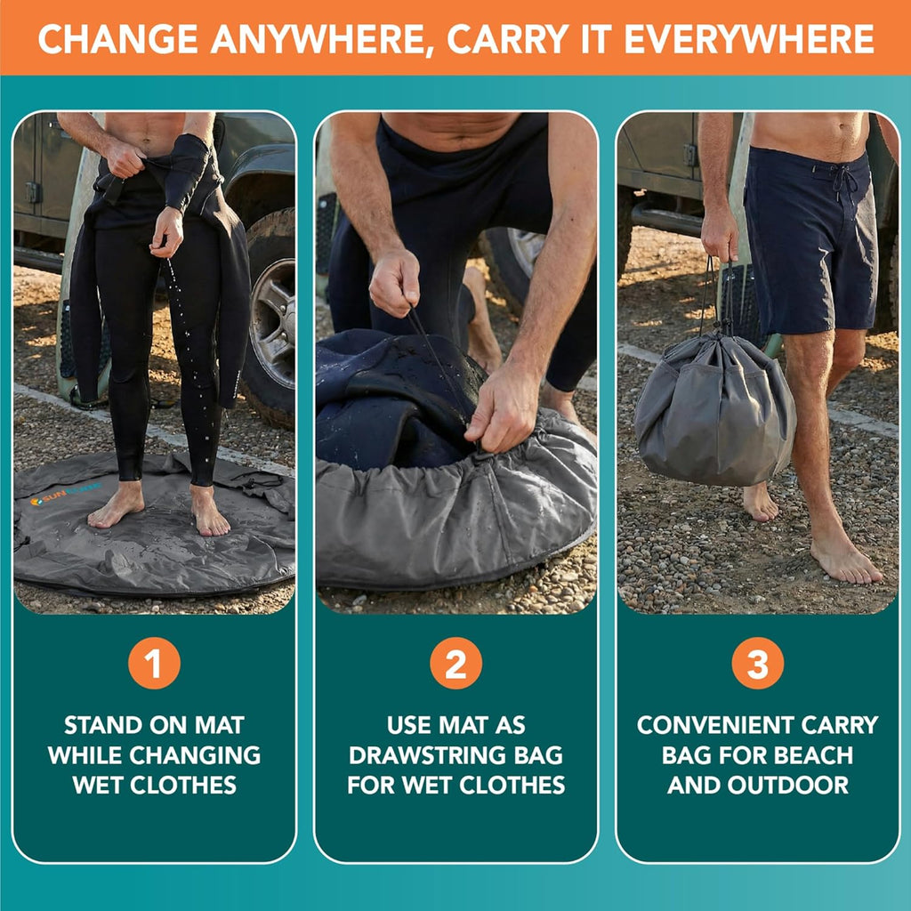 Wetsuit Changing Mat, Waterproof Surf Bag, Drawstring Wetsuit Bag, Surfing Accessories for Kayakers, Dry Bag for Beach, Durable Compact No Leak Mat for Scuba