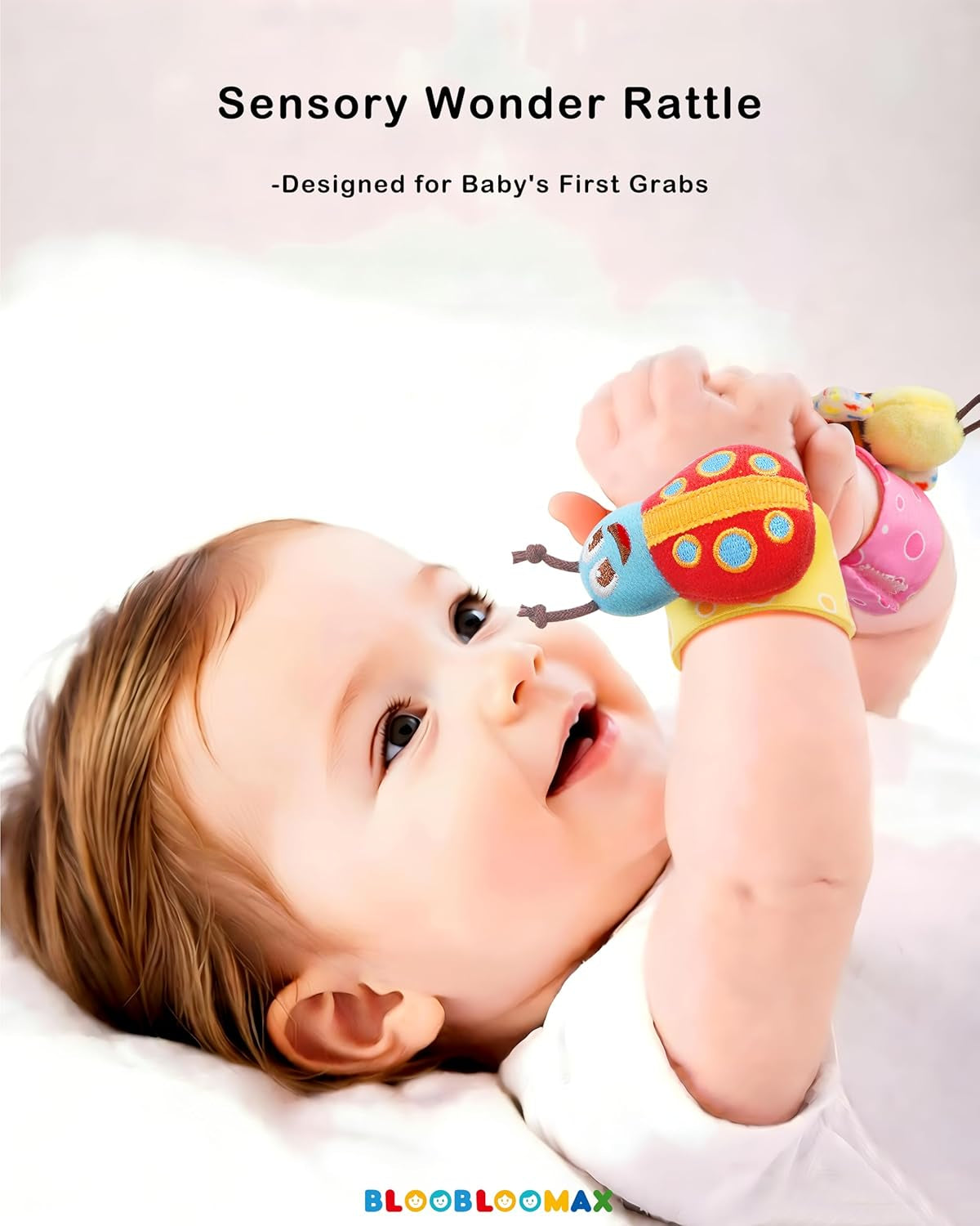 Baby Soft Rattle Toy Foot Finder Socks Wrists Rattles Ankle Leg Feet Hand Arm Bracelet Activity Rattle Baby Shower Present Gift for Neborn Baby Infant Boy Girl Bebe (8 Pcs)