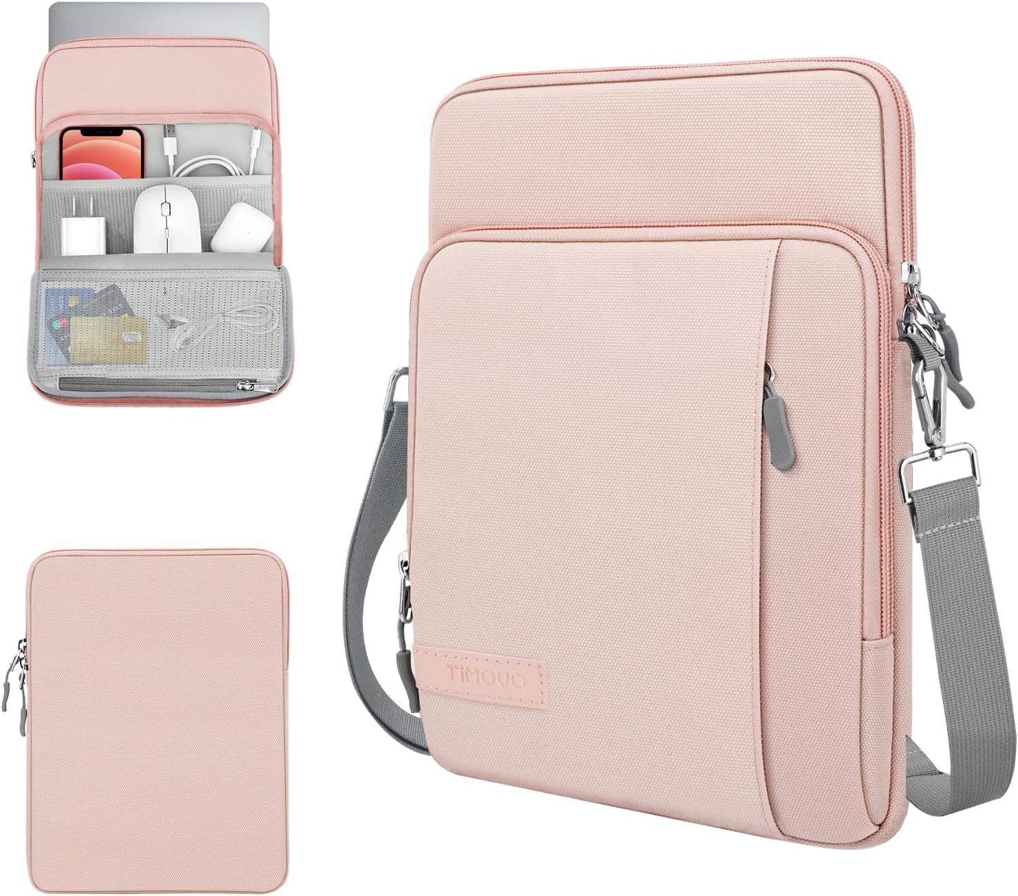 13.3-14 Inch Laptop Sleeve Case Carrying Bag with Pockets for Surface Pro 9/8/X, Macbook Air 2022-2018, Macbook Pro M2 14" /13" M2/M1 Pro/M1 Max 14.2 2023-2021, Galaxy Tab S9+/S8+ 12.4",Pink