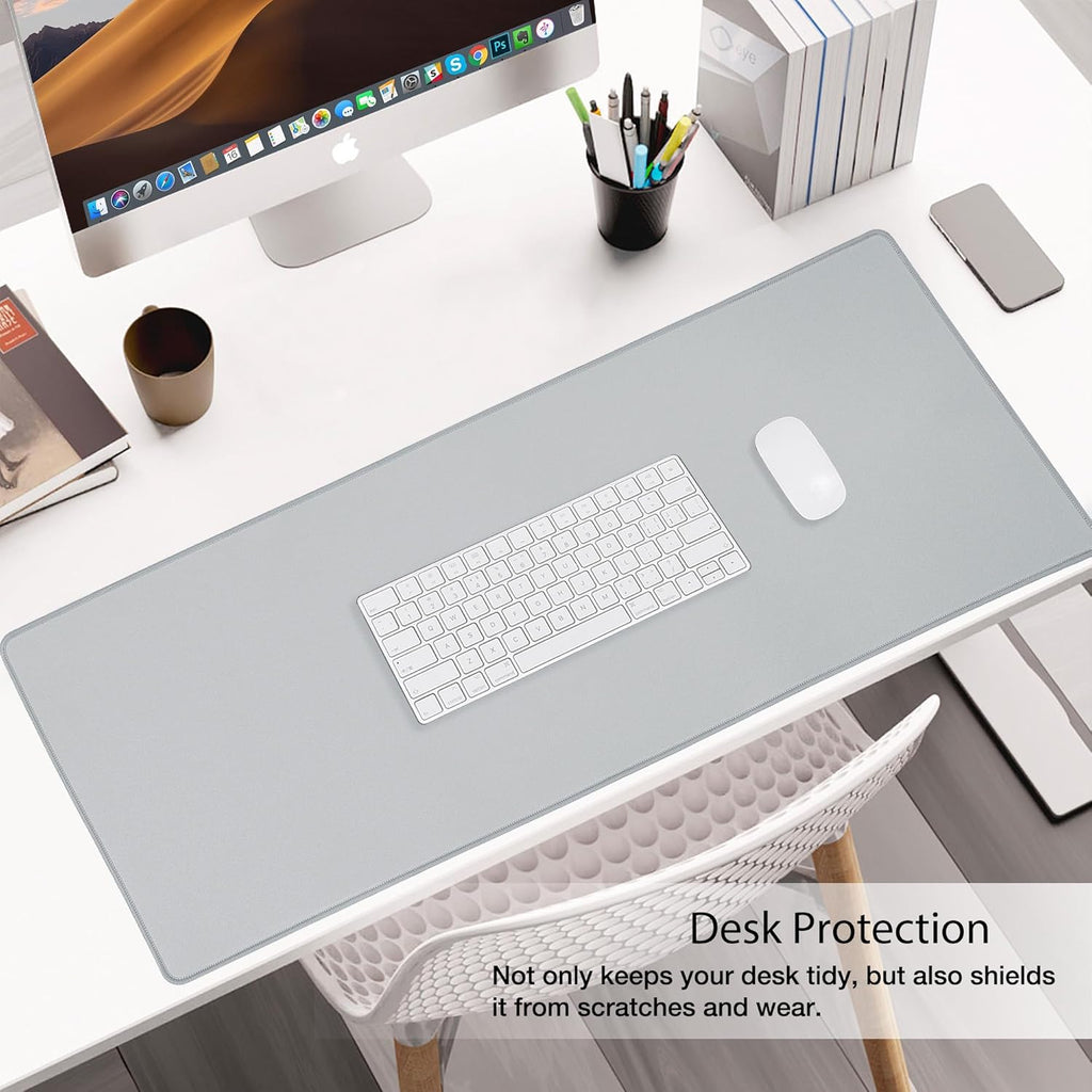 Waterproof Large Gaming Mouse Pad with Durable Stitched Edges，Non-Slip Rubber Base, Mouse Mat Desk Pad for Home Office Gaming, 35.4”X15.7”X0.12”, Gray