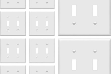 - FBA_8812-W-10PCS Toggle Light Switch Wall Plate, Size 2-Gang 4.50" X 4.57", Unbreakable Polycarbonate Thermoplastic, 8812-W-10PCS, White (10 Pack)