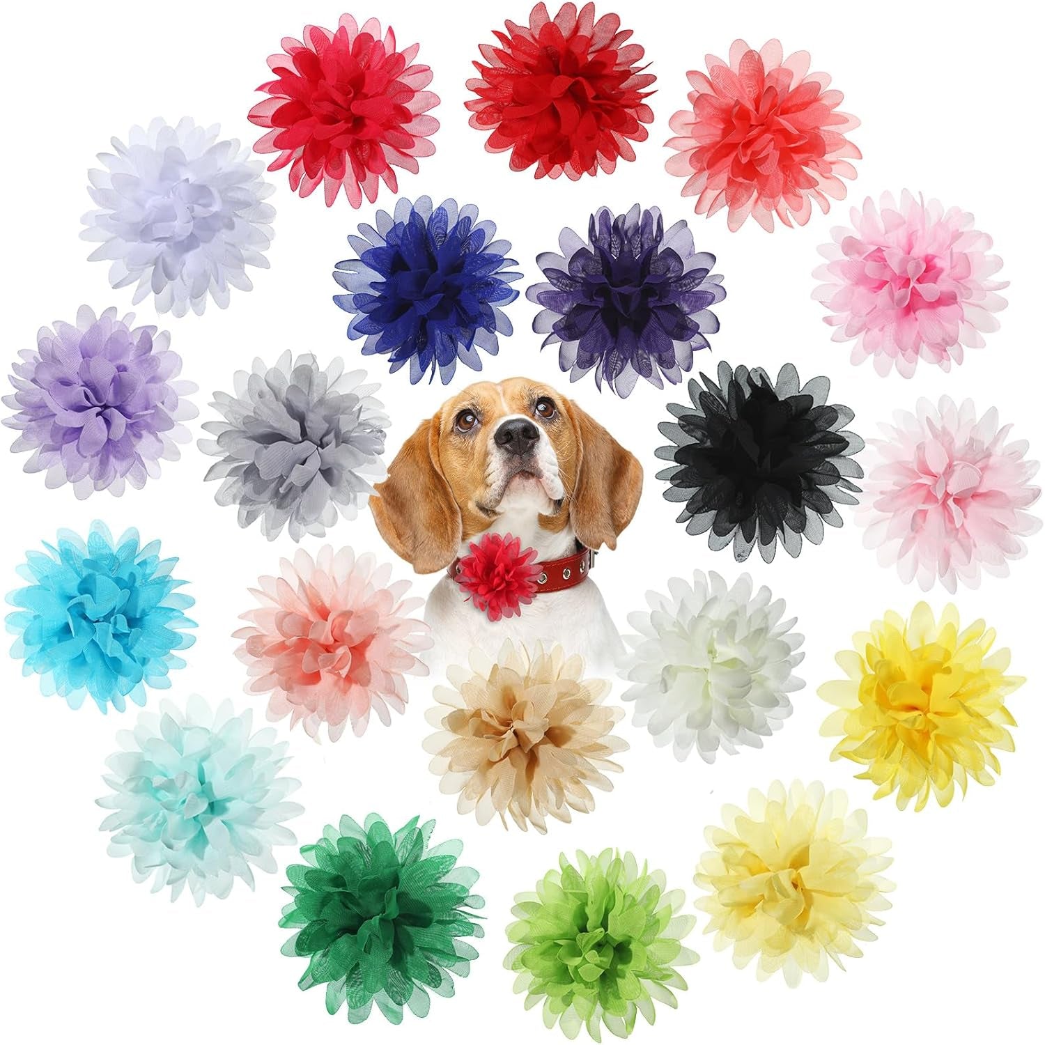 20 Pieces Dog Collar Flowers Pet Flower Bow Ties Multi-Color Dog Charms Flower for Puppy Dog Collar Grooming Accessories (12 Cm/ 4.7 Inch)